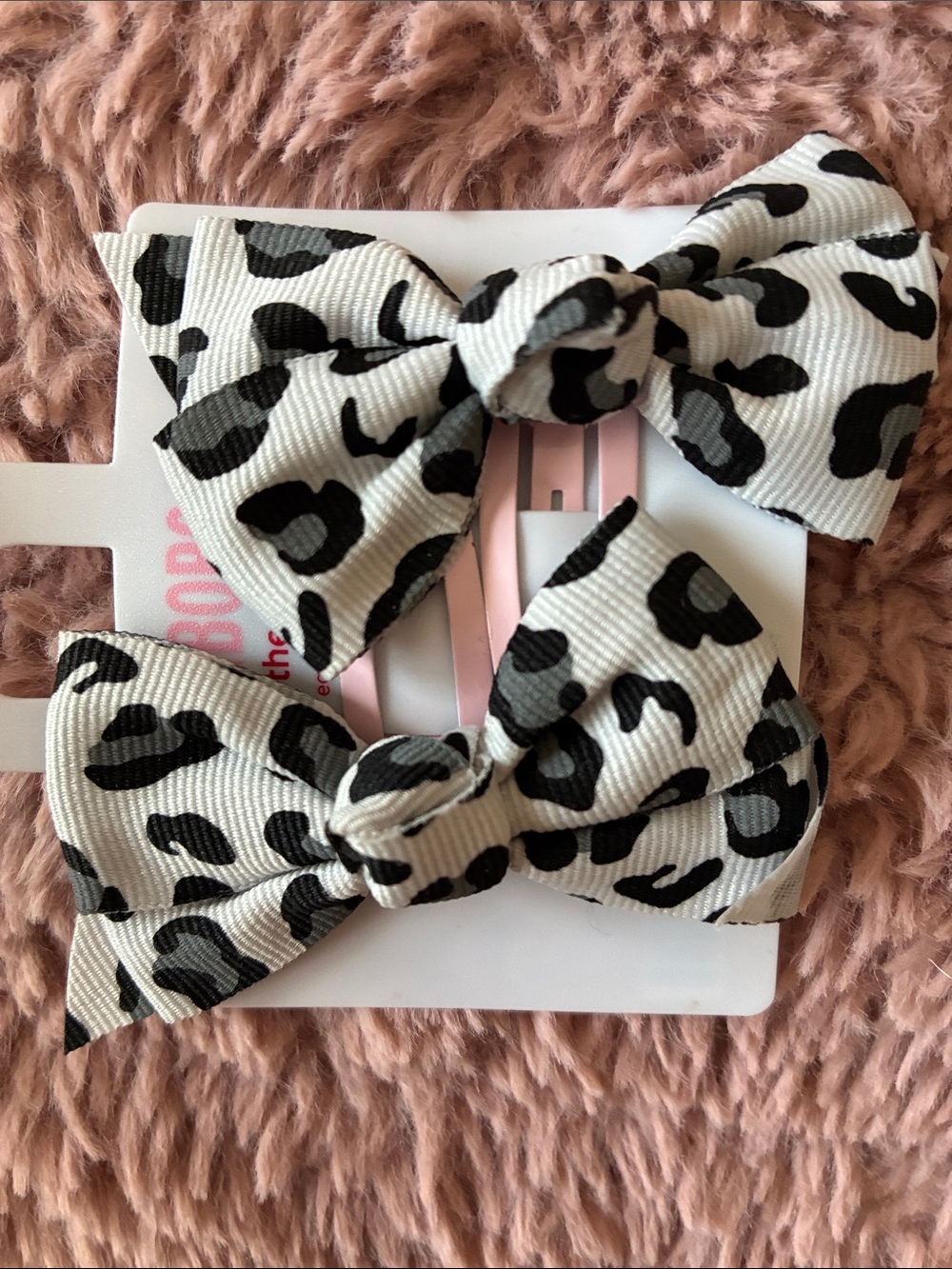 Gymboree Black and White Leopard Bow Hair Clips